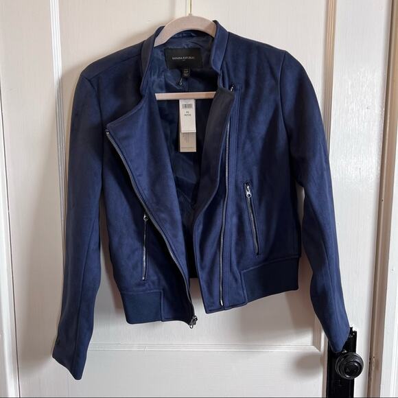 Banana Republic Petite Blue Faux Suede Moto Jacket - Picture 12 of 12
